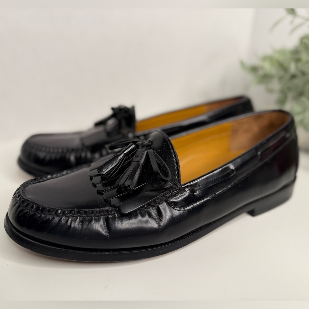Cole Haan Pinch Tassel Classic Black Leather Dress Loafers Size 10D Preppy Lux